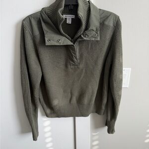 Athleta Olive Green Half-Zip Cowl Sweater